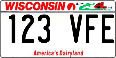WI license plate 123VFE
