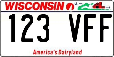 WI license plate 123VFF
