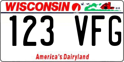WI license plate 123VFG