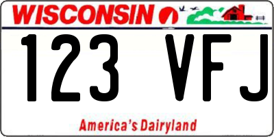 WI license plate 123VFJ