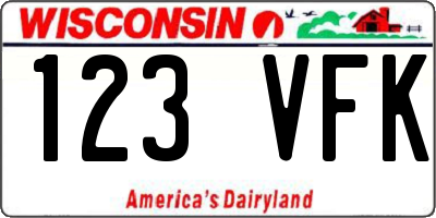 WI license plate 123VFK