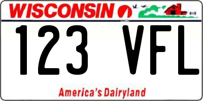 WI license plate 123VFL