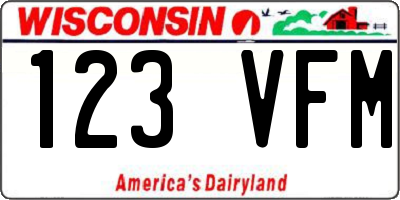 WI license plate 123VFM