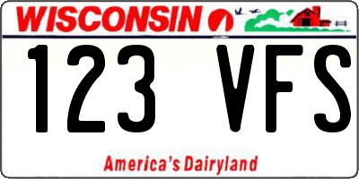 WI license plate 123VFS