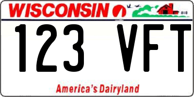 WI license plate 123VFT