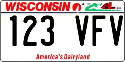WI license plate 123VFV
