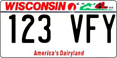 WI license plate 123VFY