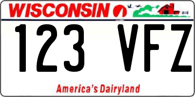 WI license plate 123VFZ