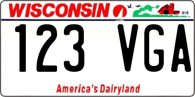 WI license plate 123VGA