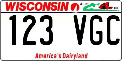 WI license plate 123VGC