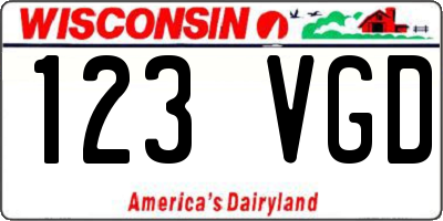 WI license plate 123VGD