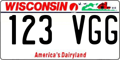WI license plate 123VGG