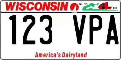 WI license plate 123VPA