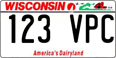 WI license plate 123VPC
