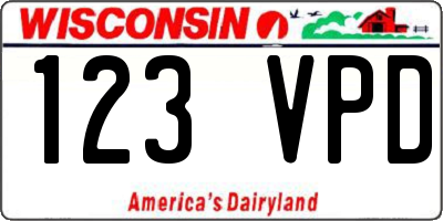 WI license plate 123VPD