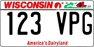WI license plate 123VPG