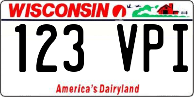 WI license plate 123VPI