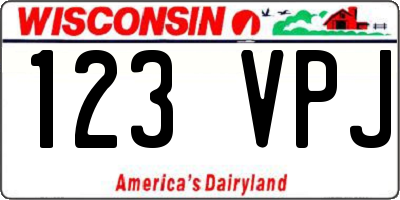 WI license plate 123VPJ