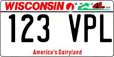 WI license plate 123VPL