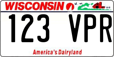 WI license plate 123VPR