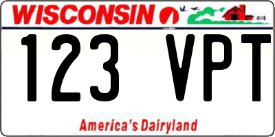 WI license plate 123VPT