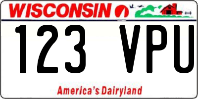 WI license plate 123VPU