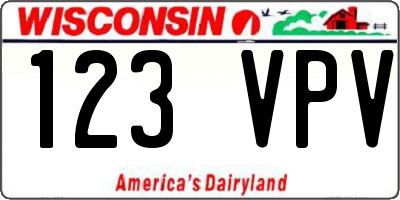 WI license plate 123VPV