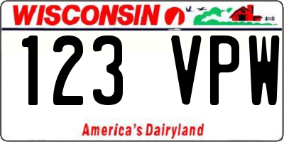 WI license plate 123VPW