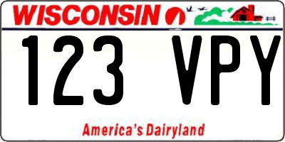 WI license plate 123VPY