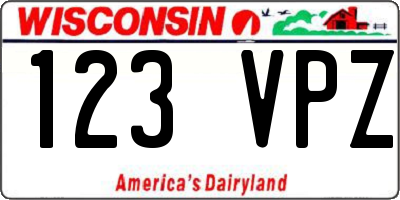 WI license plate 123VPZ