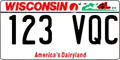WI license plate 123VQC