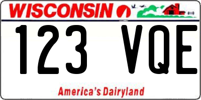WI license plate 123VQE