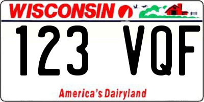 WI license plate 123VQF