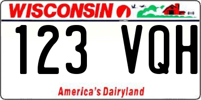 WI license plate 123VQH