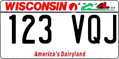 WI license plate 123VQJ