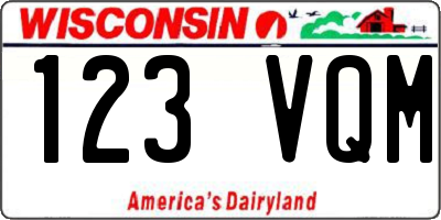 WI license plate 123VQM