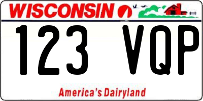 WI license plate 123VQP