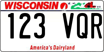 WI license plate 123VQR