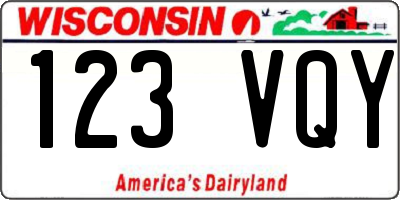 WI license plate 123VQY