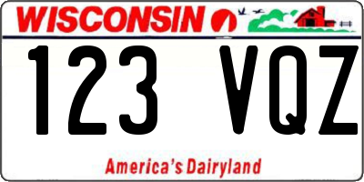 WI license plate 123VQZ