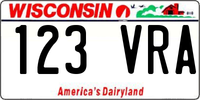 WI license plate 123VRA