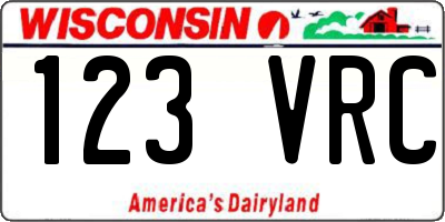 WI license plate 123VRC