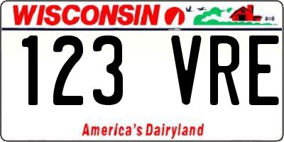WI license plate 123VRE