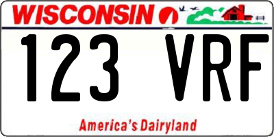 WI license plate 123VRF