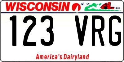 WI license plate 123VRG