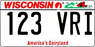 WI license plate 123VRI