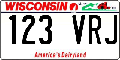 WI license plate 123VRJ