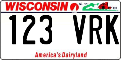 WI license plate 123VRK