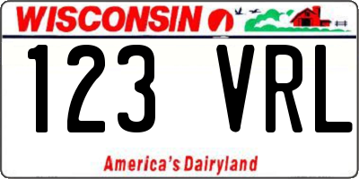 WI license plate 123VRL