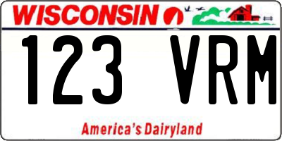 WI license plate 123VRM